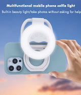 Foldable Clip-On Selfie Ring Light with Stand - Adjustable Brightness for Smartphones - Top-Down View