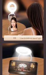 Foldable Clip-On Selfie Ring Light with Stand - Adjustable Brightness for Smartphones - Rear View