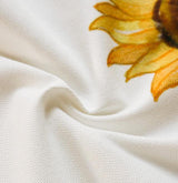 Yellow Flower Elegant Green Botanical Table Runner with Tassels - 30x180cm - Side View