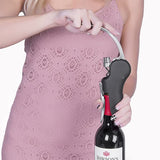 Black Ergonomic Lever-Action Corkscrew Wine Opener with Foil Cutter - Front View
