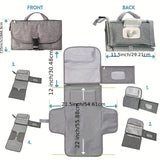 Grey Portable Baby Diaper Changing Pad with Storage Pockets - Travel Essentials for Parents - Side View