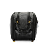 Brown Vintage Leather Makeup Bag with Multi-Compartment Organizer - Travel Cosmetic Case - Top-Down View