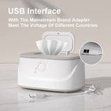Grey USB-Powered Baby Wet Wipes Warmer - Portable and Adjustable Heating - Front View