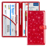 Red Sparkling Document Organizer Wallet - 24x12.8cm, Lightweight and Durable - Front View