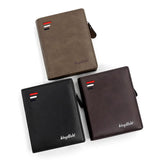 Black Men’s RFID Blocking Leather Wallet - Slim and Compact Design - Front View