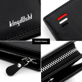 Black Men’s RFID Blocking Leather Wallet - Slim and Compact Design - Side View