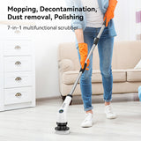 Electric Spin Scrubber with 7 Brush Heads - Cordless & Detachable Cleaning Tool - Top-Down View