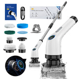 Electric Spin Scrubber with 7 Brush Heads - Cordless & Detachable Cleaning Tool - 45-Degree Angle