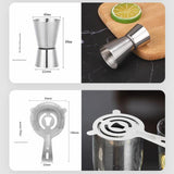 700ML 7-Piece Stainless Steel Cocktail Shaker Set with Bamboo Stand - Bartender Kit - Front View