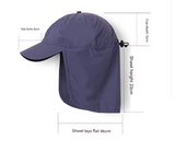 Blue UV Protection Outdoor Sun Hat with Neck Flap - Lightweight and Breathable - Front View