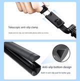 White Double Light 3-in-1 Bluetooth Selfie Stick with Tripod and Remote Control - Adjustable for Smartphones - Front View