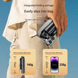 Black Portable Selfie Stick Tripod with Bluetooth Remote - Compact and Adjustable - Front View