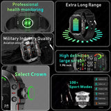 Beige Rugged Smart Fitness Watch - Waterproof, Multi-Sport Modes, and Health Tracking - Side View