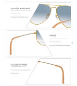Silver Classic Aviator Sunglasses - UV400 Protection with Metal Frame - Side View