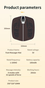 Electric Foot Massager Mat with Remote Control – 32-Speed, 8 Modes, LED Display - Close-Up Angle