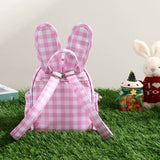 Khaki Kids Bunny Ear Gingham Backpack - Cute Mini Bag for Girls - Front View
