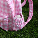 Pink Kids Bunny Ear Gingham Backpack - Cute Mini Bag for Girls - 45-Degree Angle