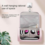 Grey Portable Hair Styling Tool Organizer - Travel Storage Bag with Compartments - Front View