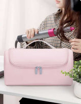 Grey Portable Hair Styling Tool Organizer - Travel Storage Bag with Compartments - Top-Down View