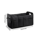 Beige Foldable Car Trunk Organizer - Multi-Compartment Storage Box with Handles - Top-Down View