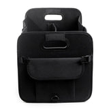 Beige Foldable Car Trunk Organizer - Multi-Compartment Storage Box with Handles - 45-Degree Angle