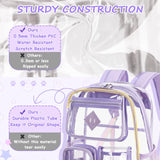 Pink Clear Transparent Backpack - Stylish PVC School Bag with Multiple Pockets - Side View