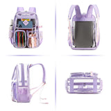Pink Clear Transparent Backpack - Stylish PVC School Bag with Multiple Pockets - 45-Degree Angle