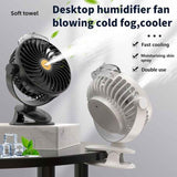 White Portable Clip-On Mist Fan - Rechargeable Cooling Fan with Adjustable Spray Modes - Side View