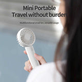 White Mini Handheld Rechargeable Fan - Portable USB-Powered Cooling with Keyring - Side View
