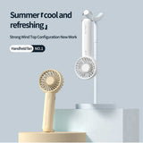 White Mini Handheld Rechargeable Fan - Portable USB-Powered Cooling with Keyring - Top-Down View