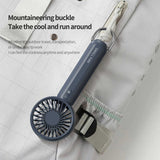 White Mini Handheld Rechargeable Fan - Portable USB-Powered Cooling with Keyring - 45-Degree Angle