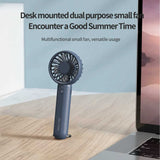 White Mini Handheld Rechargeable Fan - Portable USB-Powered Cooling with Keyring - Rear View