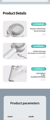 Blue Mini Handheld Rechargeable Fan - Portable USB-Powered Cooling with Keyring - Close-Up Angle