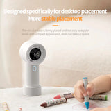 White Portable Mini Bladeless Fan - Rechargeable Handheld Fan with LED Display - Front View