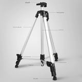 Champagne Lightweight Adjustable Aluminum Camera Tripod with Carry Bag - Professional Photography Stand - Front View