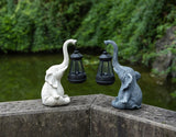 Grey Meditating Elephant Solar Lantern Statue - Decorative Garden Light for Outdoor Spaces - Top-Down View
