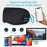 Black Bluetooth 5.0 Wireless Sleep Eye Mask - Soft Plush Eye Cover with Built-in Speakers (13 x 16.5 x 6 cm) - Top-Down View