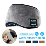 Grey Bluetooth 5.0 Wireless Sleep Eye Mask - Soft Plush Eye Cover with Built-in Speakers (13 x 16.5 x 6 cm)