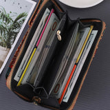 F Elegance Vintage Bohemian Style Wallet with Multi-Compartment Design - Large Capacity Zipper Clutch for Women