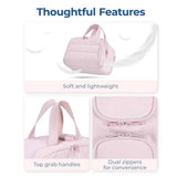 Pink Waterproof Travel Duffle Bag - Lightweight Multi-Pocket Overnight Bag for Women - Side View
