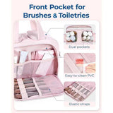 Pink Waterproof Travel Duffle Bag - Lightweight Multi-Pocket Overnight Bag for Women - 45-Degree Angle