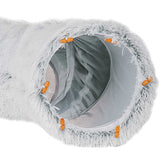 Grey Luxury Plush Cat Bed with Hidden Tunnel - Soft Round Pet Bed for Cats and Small Dogs - 45-Degree Angle