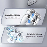 Silver Portable Twin-Head Electric Shaver - Compact Rechargeable Razor for Men - Front View