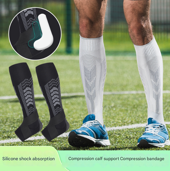 L White A pair Compression Sports Calf Sleeves with Silicone Shock Absorption - Protective Leg Support for Running and Training
