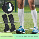 XL White A pair Compression Sports Calf Sleeves with Silicone Shock Absorption - Protective Leg Support for Running and Training - Front View