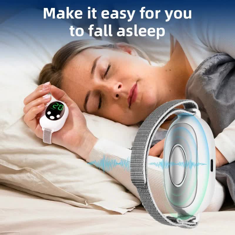 Green EMS Sleep Aid Device with Pulse Stimulation - Portable Adjustable Sleep Support Bracelet