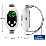 Green EMS Sleep Aid Device with Pulse Stimulation - Portable Adjustable Sleep Support Bracelet - Side View