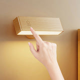 Yellow Touch-Control Dimmable Wooden LED Wall Light - Minimalist Design - Front View