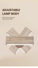 Yellow Touch-Control Dimmable Wooden LED Wall Light - Minimalist Design - 45-Degree Angle