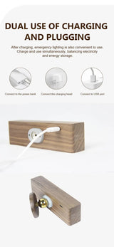 Yellow Touch-Control Dimmable Wooden LED Wall Light - Minimalist Design - Rear View